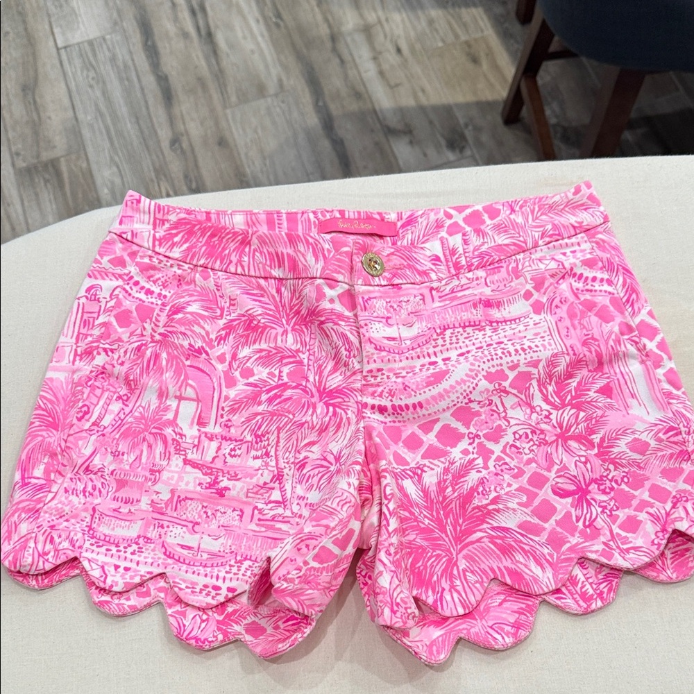 Lilly Pulitzer Pink Tropical High Waist Shorts Size 2